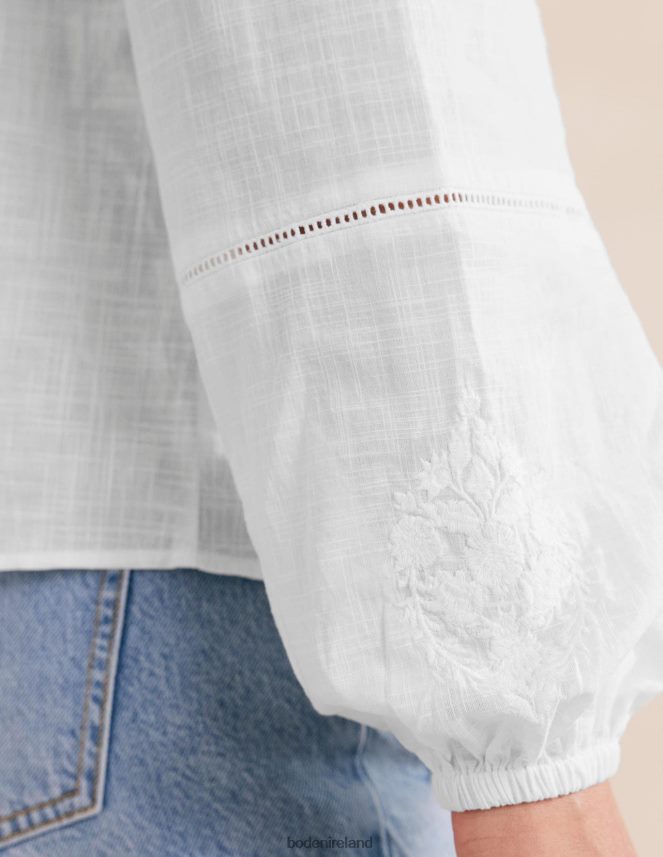 White Clothing Embroidered Blouson Sleeve Top Boden Women L466L61301