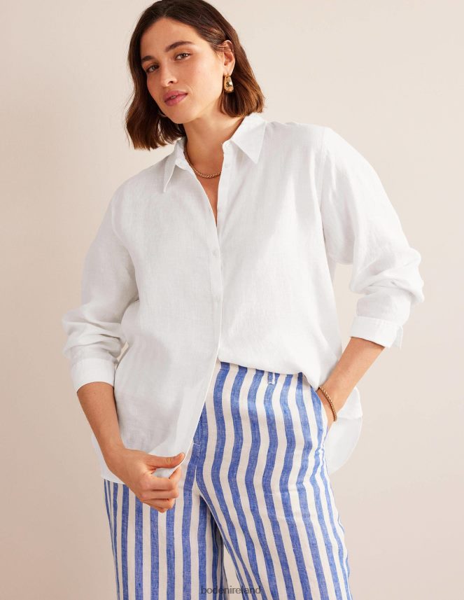 White Clothing New Linen Shirt Boden Women L466L6155