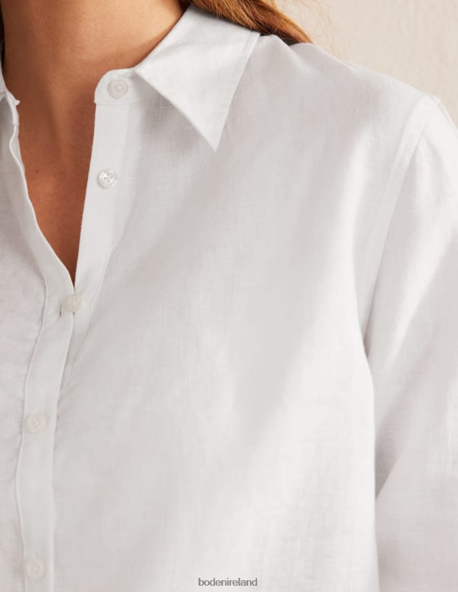 White Clothing New Linen Shirt Boden Women L466L6155