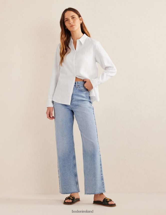 White Clothing New Linen Shirt Boden Women L466L6155