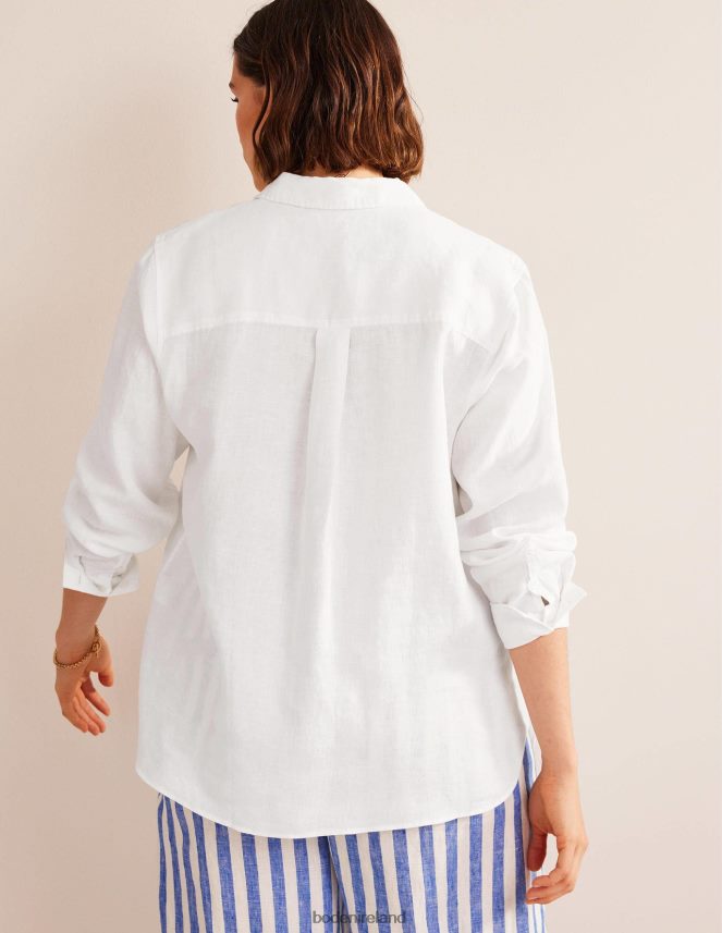 White Clothing New Linen Shirt Boden Women L466L6155