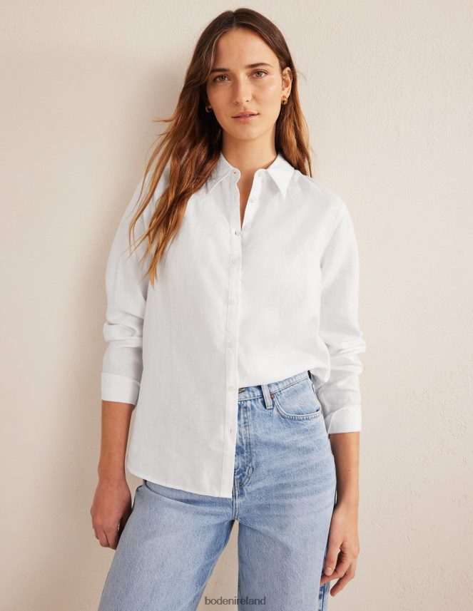White Clothing New Linen Shirt Boden Women L466L6155