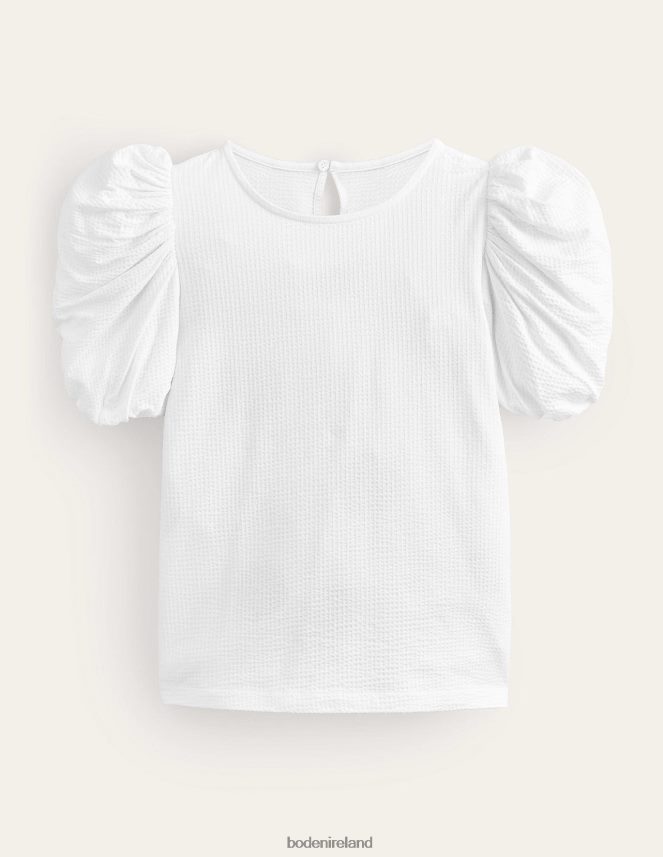 White Clothing Puff Sleeve Jersey Top Boden Women L466L61239