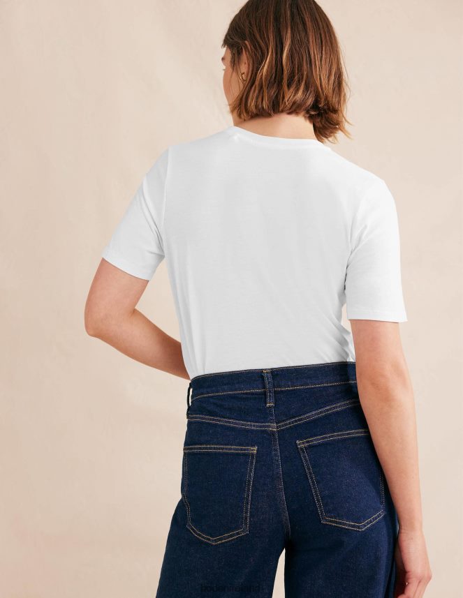 White Clothing Pure Cotton Crew Neck T-shirt Boden Women L466L61575