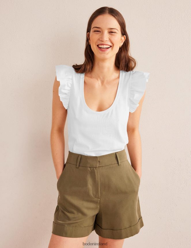 White Clothing Scoop Front Woven Mix Top Boden Women L466L62206