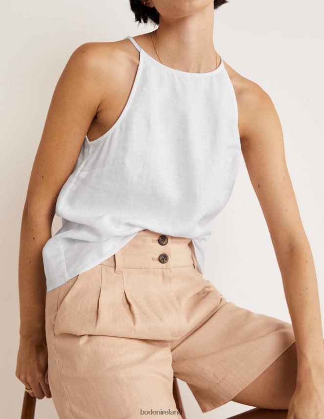 White Clothing Strappy Halterneck Linen Top Boden Women L466L62414