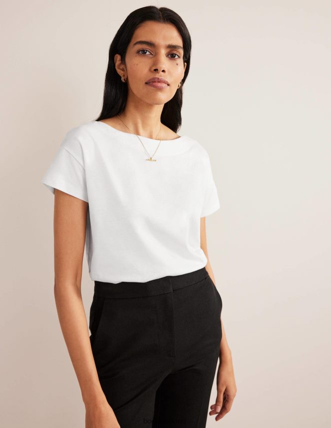 White Clothing Supersoft Boat Neck T-Shirt Boden Women L466L6153