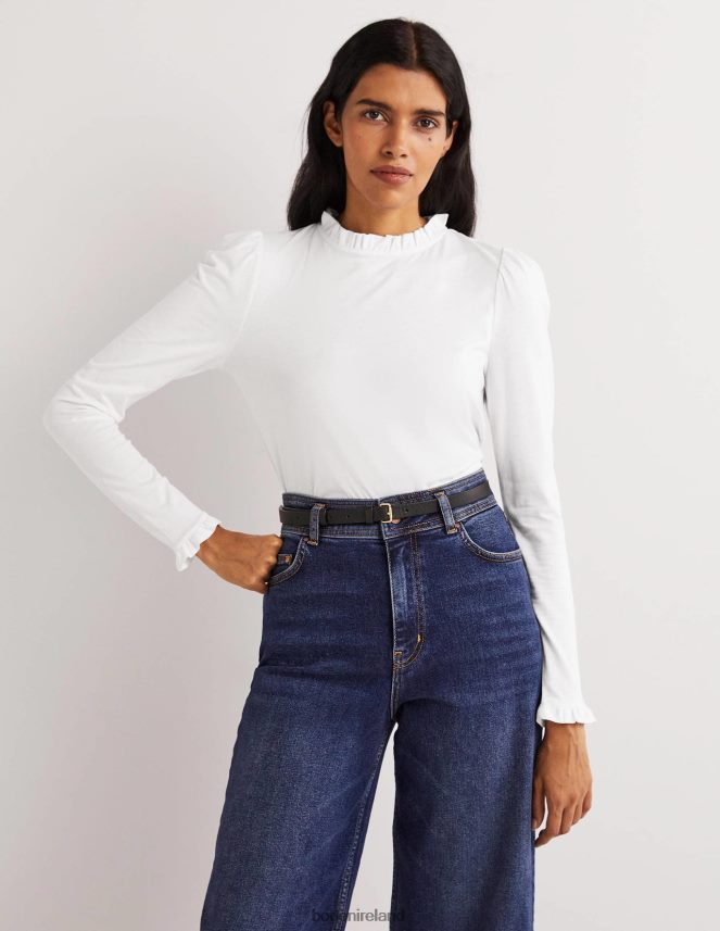 White Clothing Supersoft Frill Detail Top Boden Women L466L6138