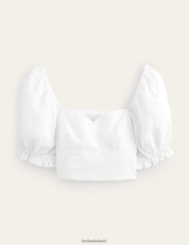 White Clothing Sweetheart Linen Cropped Top Boden Women L466L61637