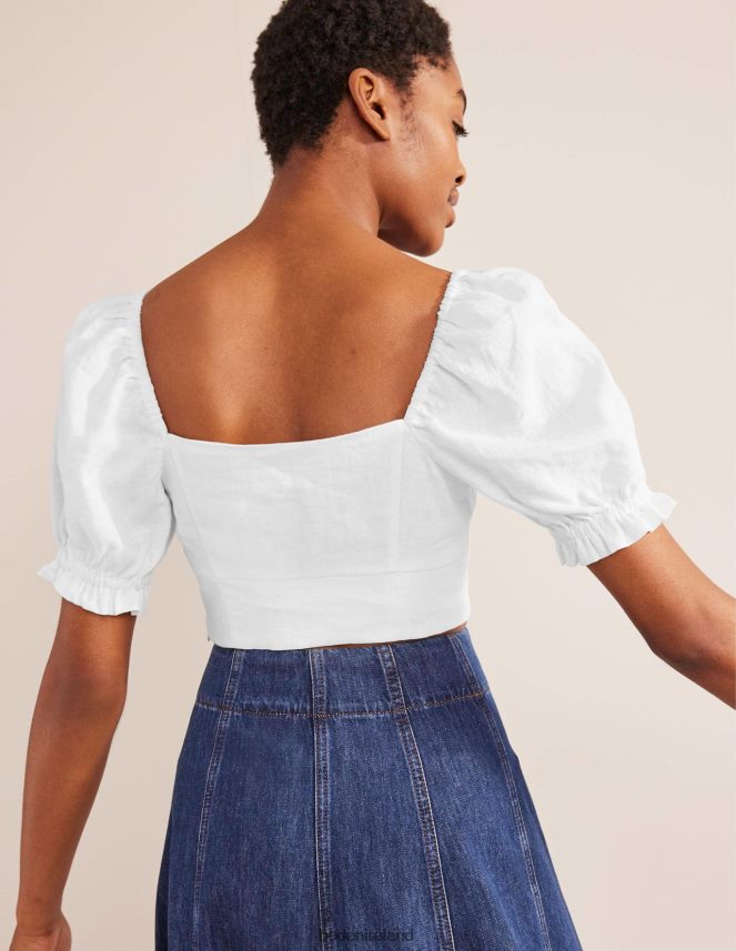 White Clothing Sweetheart Linen Cropped Top Boden Women L466L61637