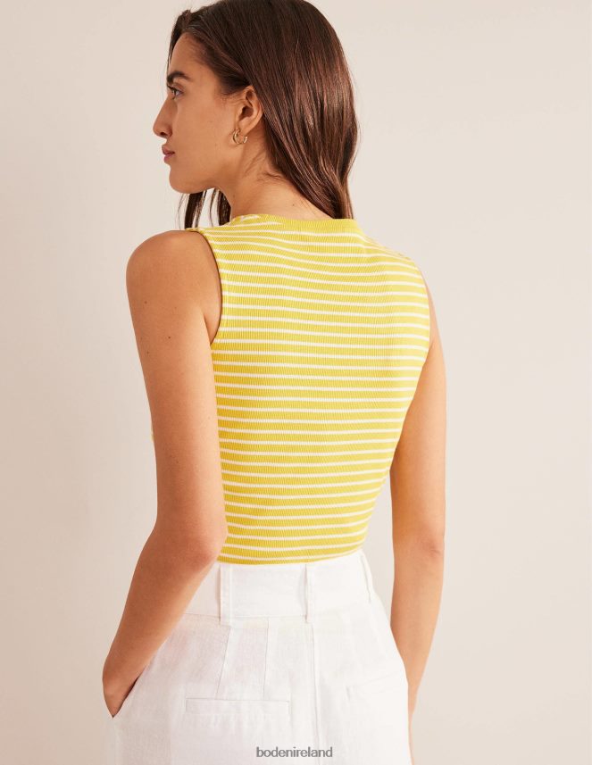 Yellow/Ivory Clothing Striped Ribbed Tank Top Boden Women L466L61887
