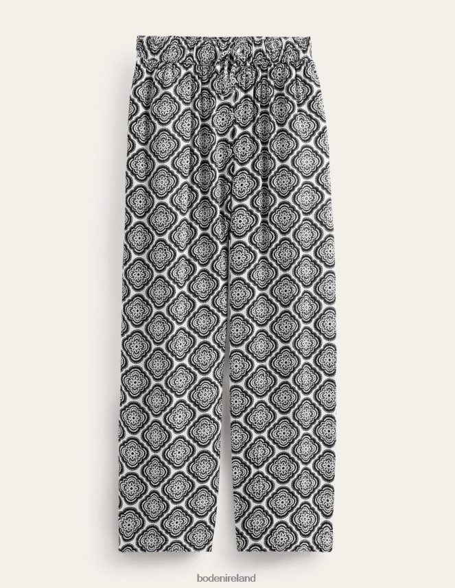 Black & Botanic Blush Clothing Pull-on Crinkle Trousers Boden Women L466L61494
