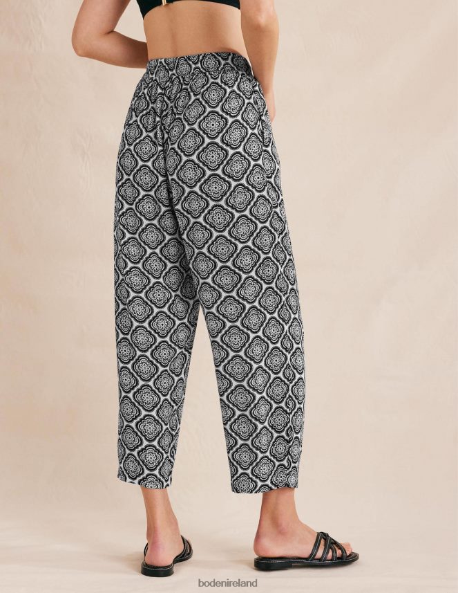 Black & Botanic Blush Clothing Pull-on Crinkle Trousers Boden Women L466L61494