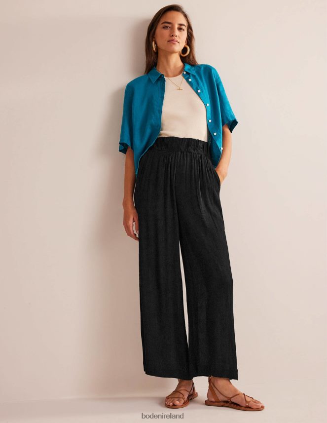 Black Clothing Crinkle Wide Leg Trousers Boden Women L466L61632