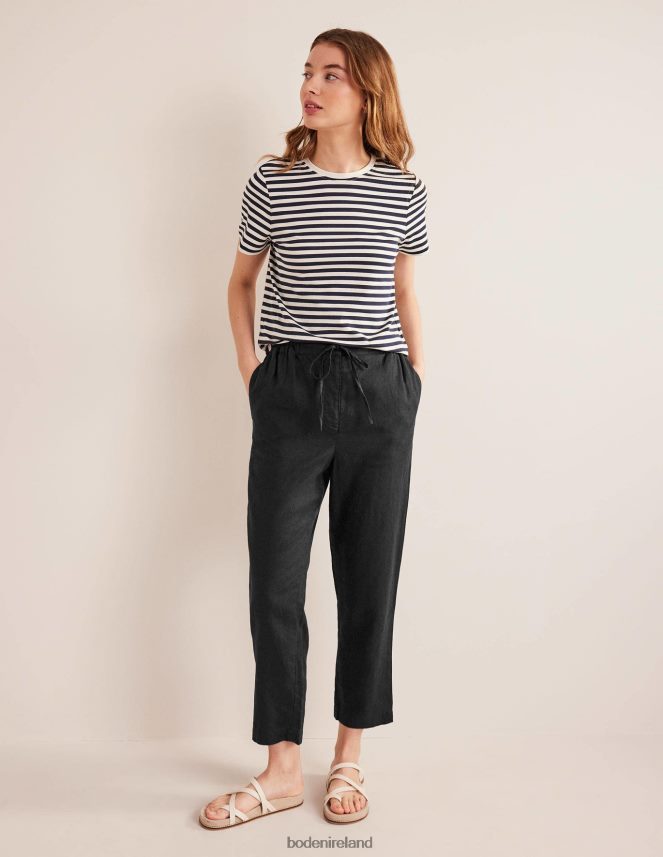 Black Clothing Relaxed Linen Pull On Trousers Boden Women L466L61167
