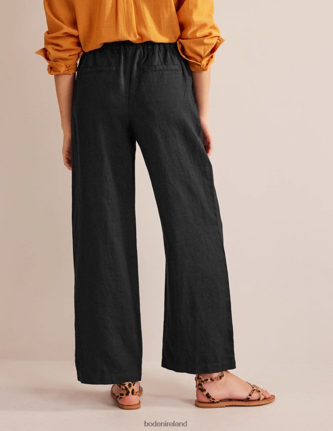 Black Clothing Relaxed Pull-on Linen Trousers Boden Women L466L61138