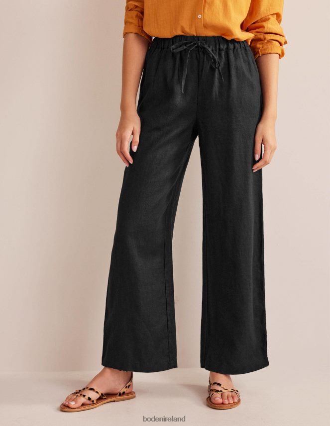 Black Clothing Relaxed Pull-on Linen Trousers Boden Women L466L61138