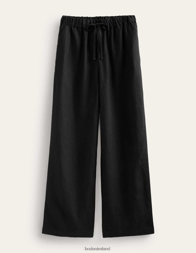 Black Clothing Relaxed Pull-on Linen Trousers Boden Women L466L61138