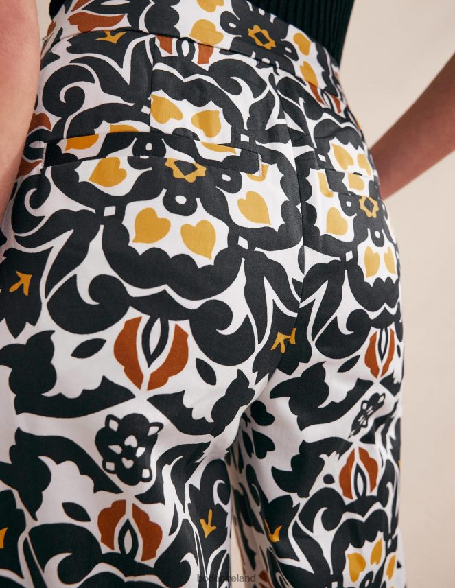 Black & Opulent Pome Clothing Printed Crop Trousers Boden Women L466L61035