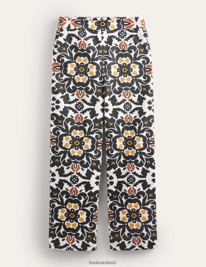 Black & Opulent Pome Clothing Printed Crop Trousers Boden Women L466L61035