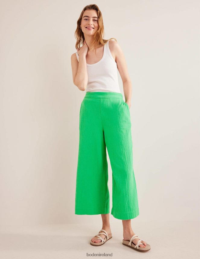Bright Green Clothing Pull-on Cheesecloth Trousers Boden Women L466L62499