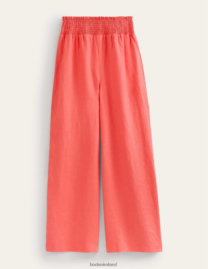 CORAL Clothing Linen Shirred Waist Trousers Boden Women L466L61451