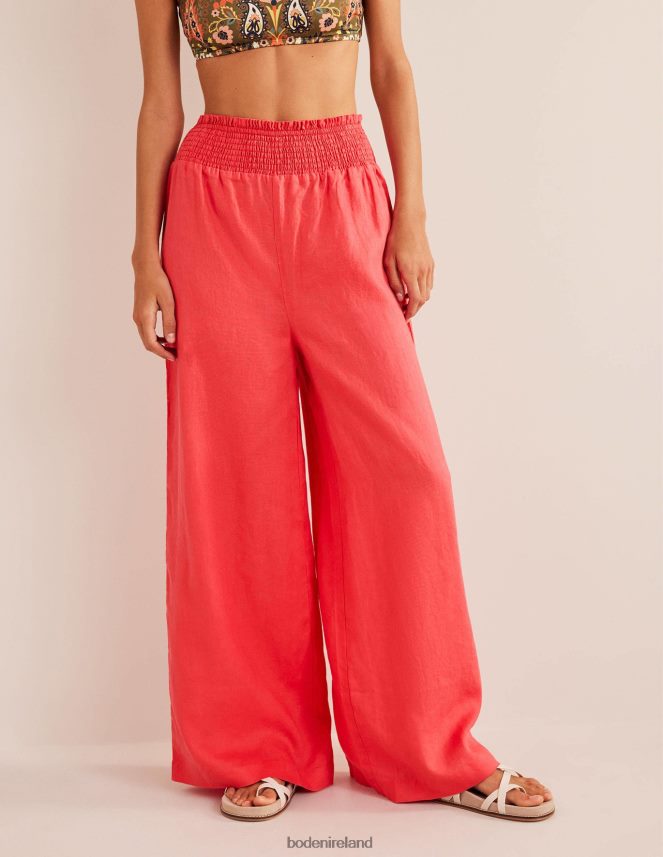 CORAL Clothing Linen Shirred Waist Trousers Boden Women L466L61451