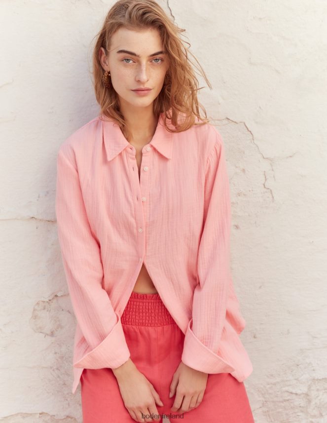 CORAL Clothing Linen Shirred Waist Trousers Boden Women L466L61451