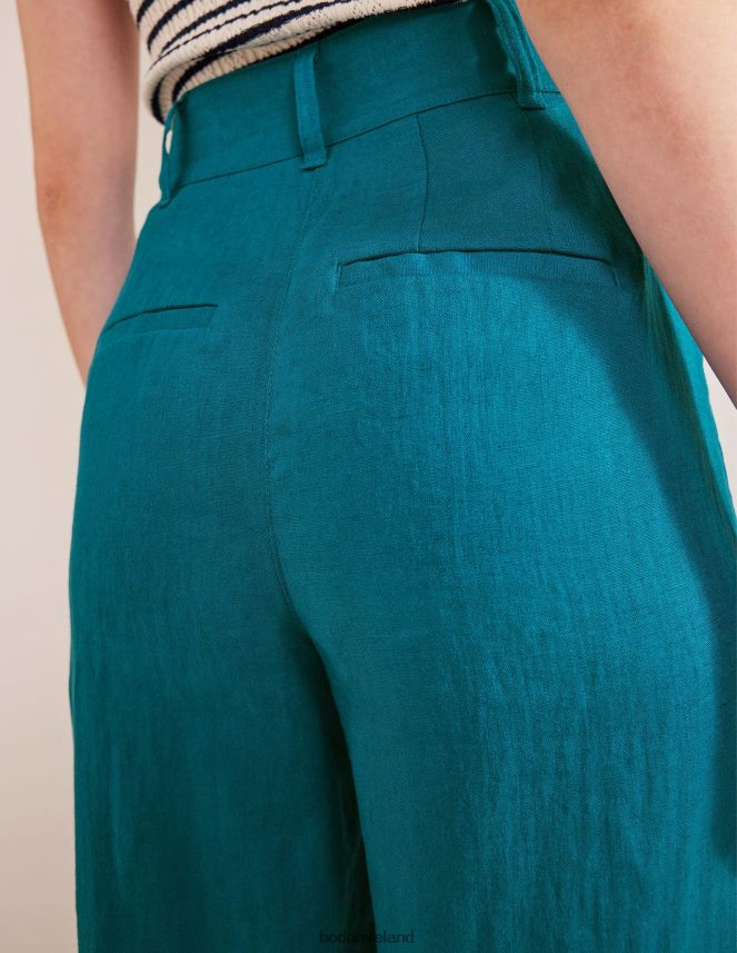 CRYSTAL TEAL Clothing Highbury Linen Trousers Boden Women L466L61207