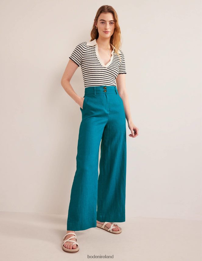 CRYSTAL TEAL Clothing Highbury Linen Trousers Boden Women L466L61207