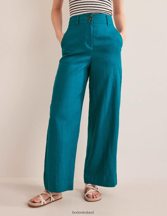 CRYSTAL TEAL Clothing Highbury Linen Trousers Boden Women L466L61207