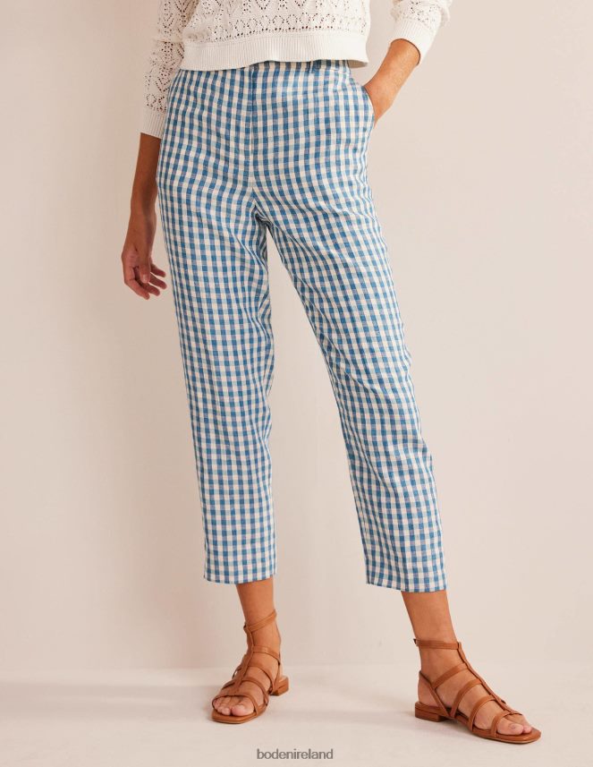 Check Clothing Tapered Linen Trousers Boden Women L466L61581