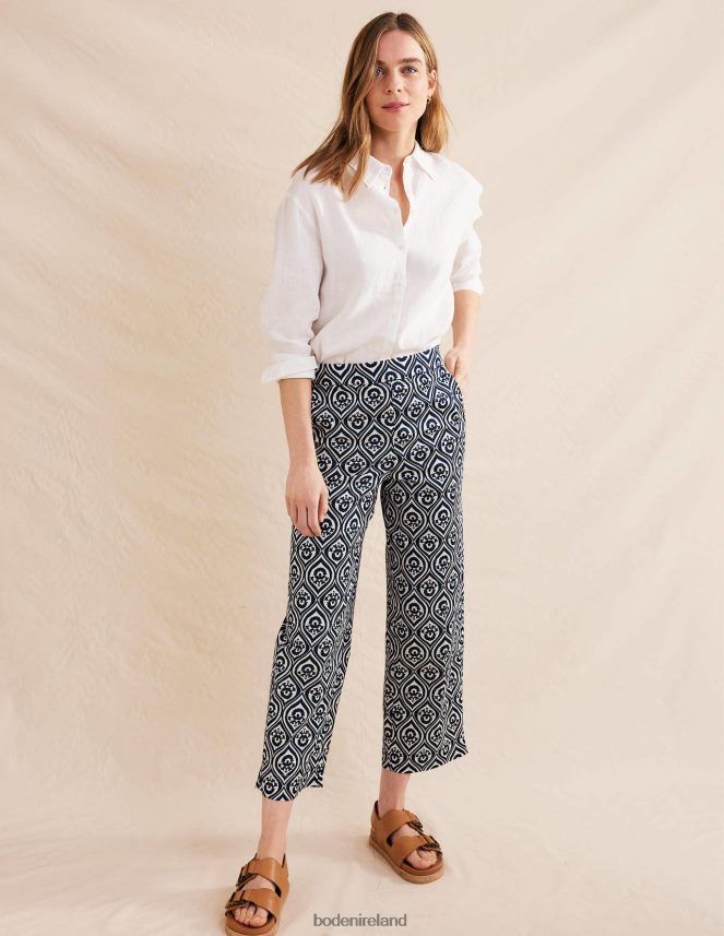 French Navy & Geo Cascade Mono Clothing Printed Crop Trousers Boden Women L466L61433