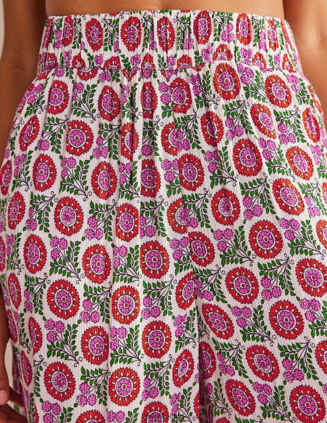 Gin Fizz & Sunflower Sprig Clothing Crinkle Wide Leg Trousers Boden Women L466L6337