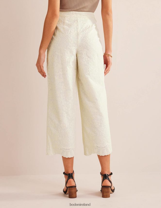 IVORY Clothing Embroidered Wide Leg Trousers Boden Women L466L6947