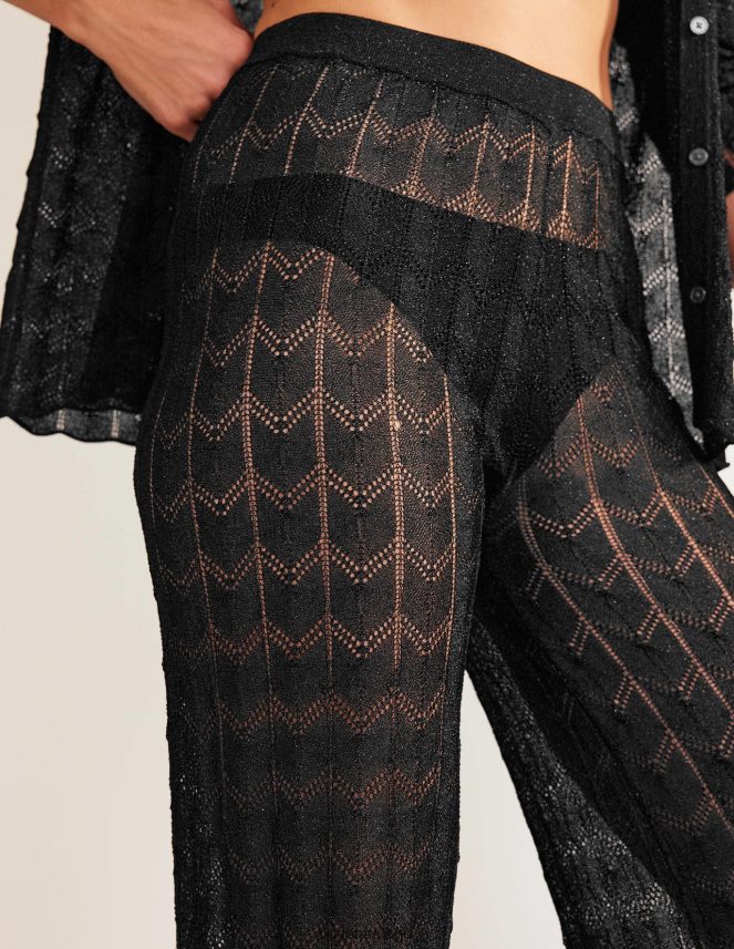 Metallic Black Clothing Knitted Beach Trousers Boden Women L466L6320