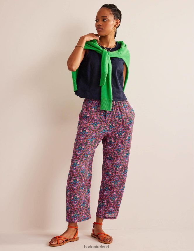 Multi & Vine Terrace Clothing Pull-on Crinkle Trousers Boden Women L466L61460