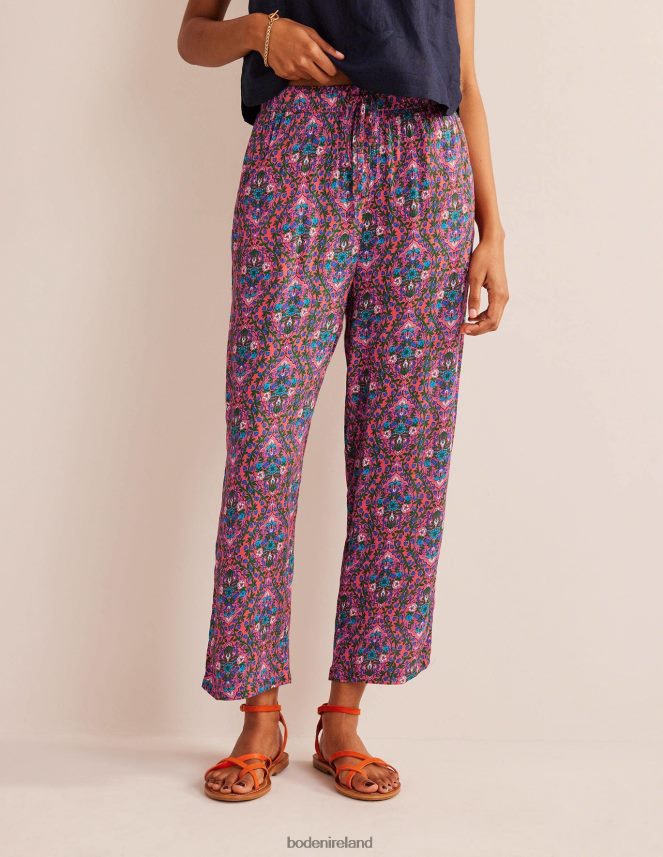 Multi & Vine Terrace Clothing Pull-on Crinkle Trousers Boden Women L466L61460