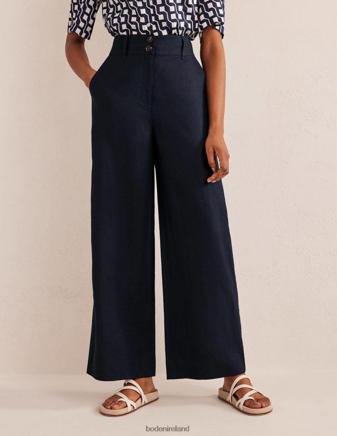 Navy Clothing Highbury Linen Trousers Boden Women L466L6965