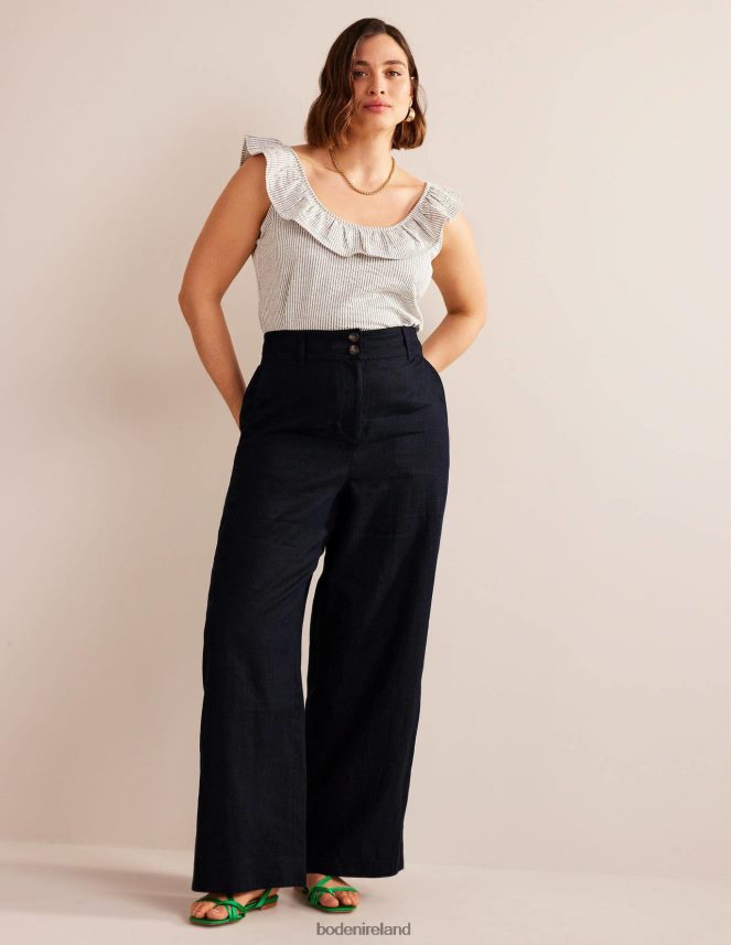 Navy Clothing Highbury Linen Trousers Boden Women L466L6965