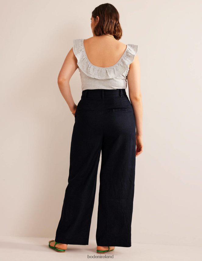 Navy Clothing Highbury Linen Trousers Boden Women L466L6965