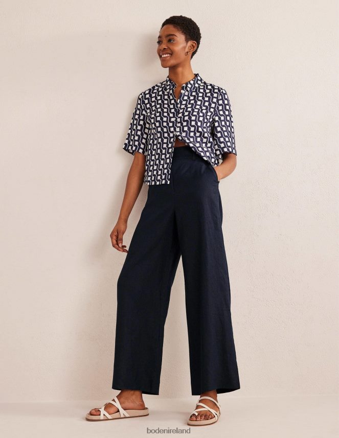 Navy Clothing Highbury Linen Trousers Boden Women L466L6965