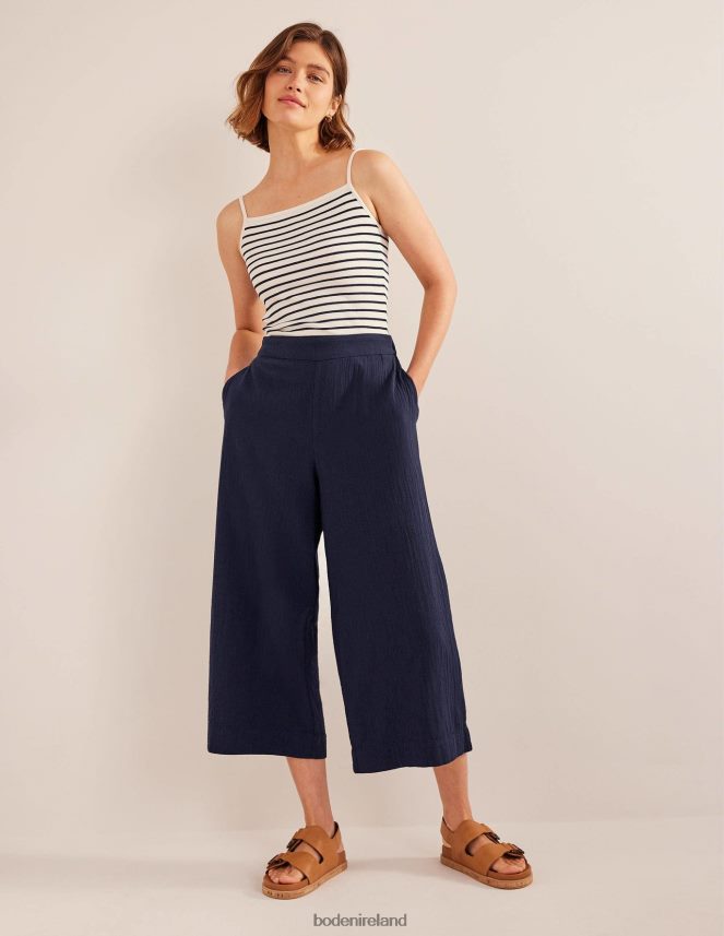 Navy Clothing Pull-on Cheesecloth Trousers Boden Women L466L62267