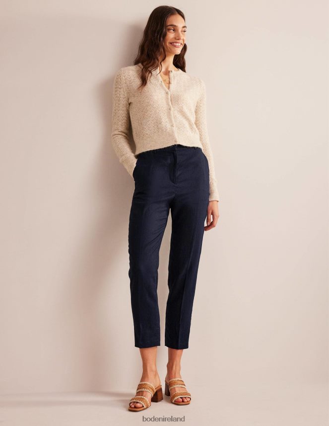 Navy Clothing Tapered Linen Trousers Boden Women L466L61281