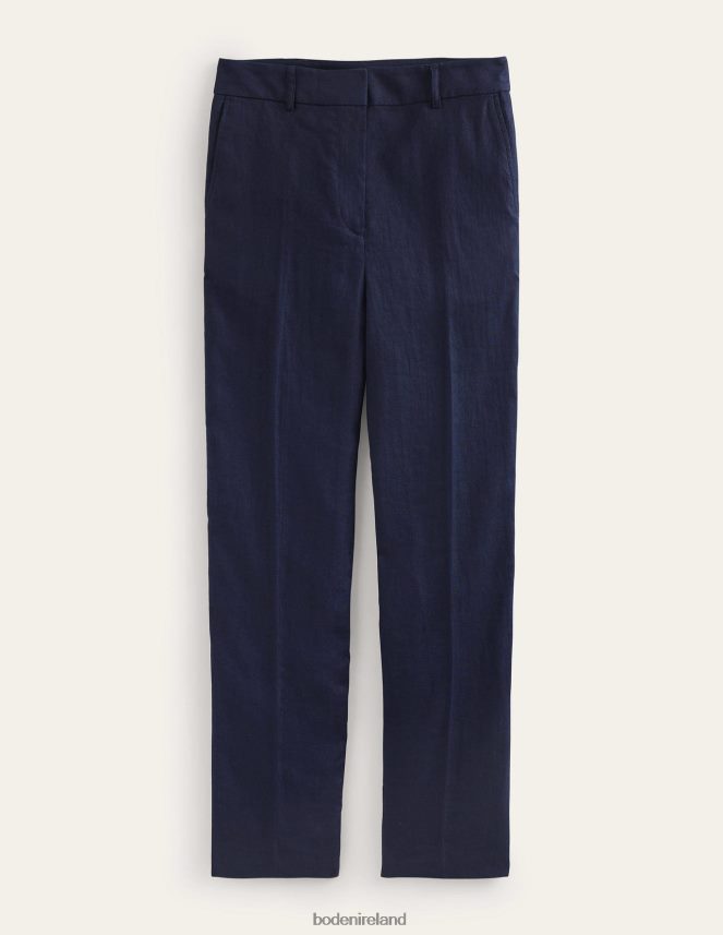 Navy Clothing Tapered Linen Trousers Boden Women L466L61281