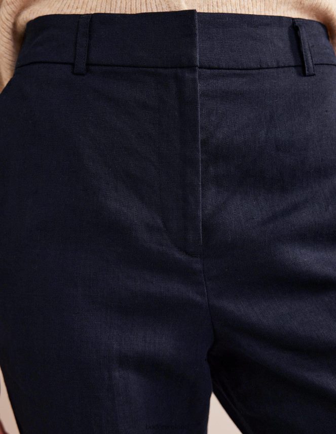 Navy Clothing Tapered Linen Trousers Boden Women L466L61281