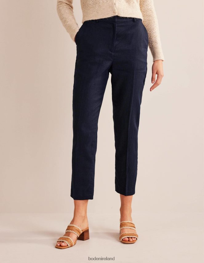 Navy Clothing Tapered Linen Trousers Boden Women L466L61281