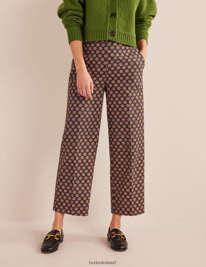 Navy & Sunflower Geo Clothing Printed Straight Trousers Boden Women L466L62166