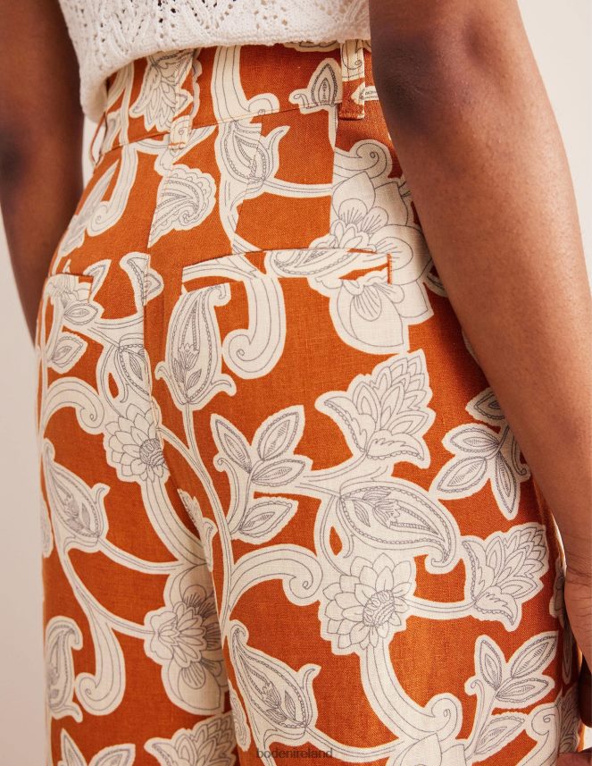 Rust & Paisley Whirl Clothing Highbury Linen Trousers Boden Women L466L62537