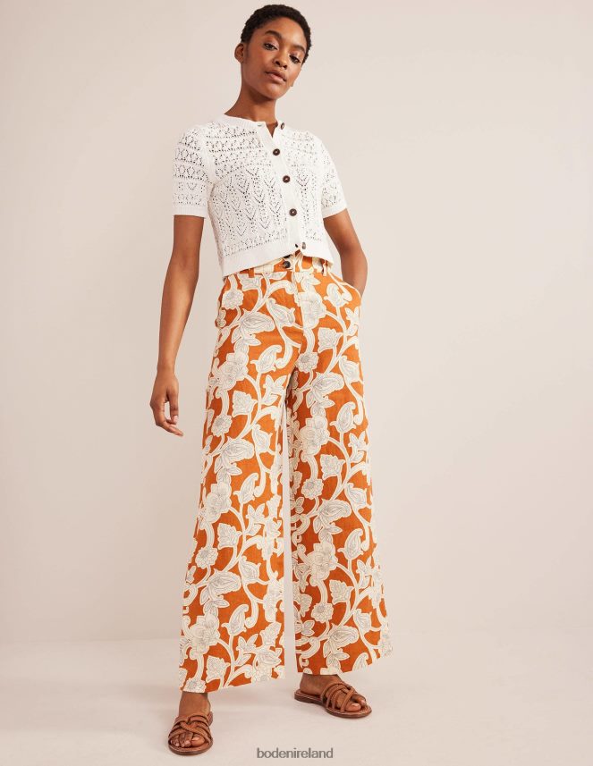 Rust & Paisley Whirl Clothing Highbury Linen Trousers Boden Women L466L62537